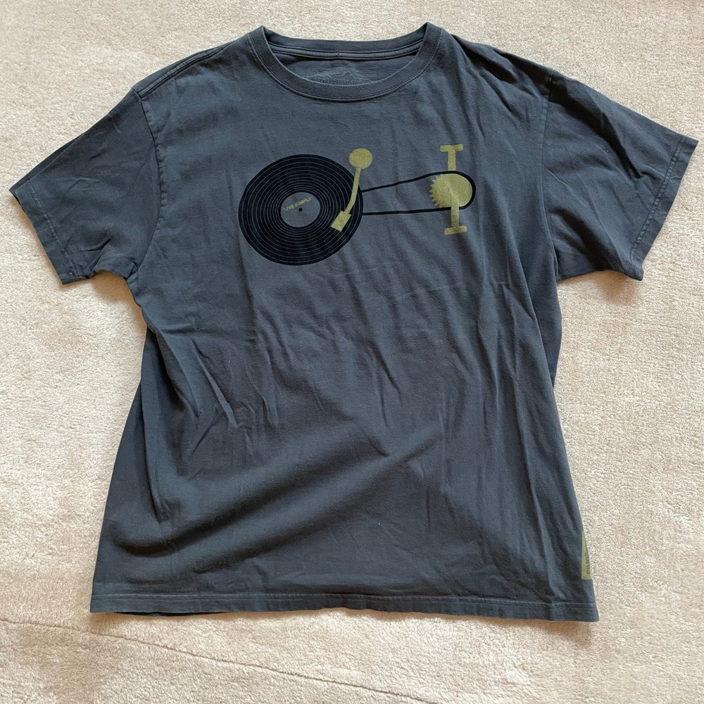 Patagonia Mens Live Simply Record Bike Graphic T-Shirt Gray Organic Cotton L